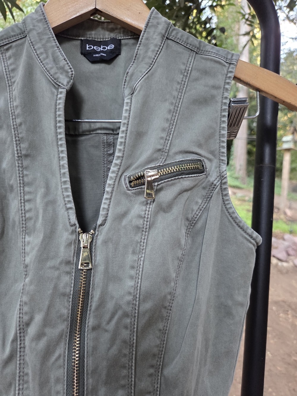 Bebe Olive Green Utility Zip-Front Jumpsuit - Picture 7 of 7